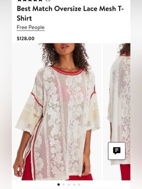 FREE PEOPLE BEST MATCH LACE MESH TEE🐇✨